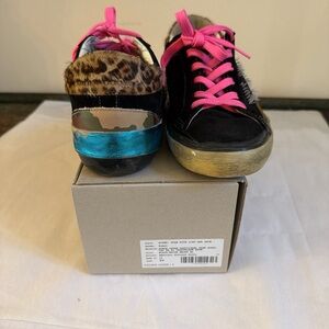 Limited edition Golden Goose Black and Pink Sneakers with Leopard Print